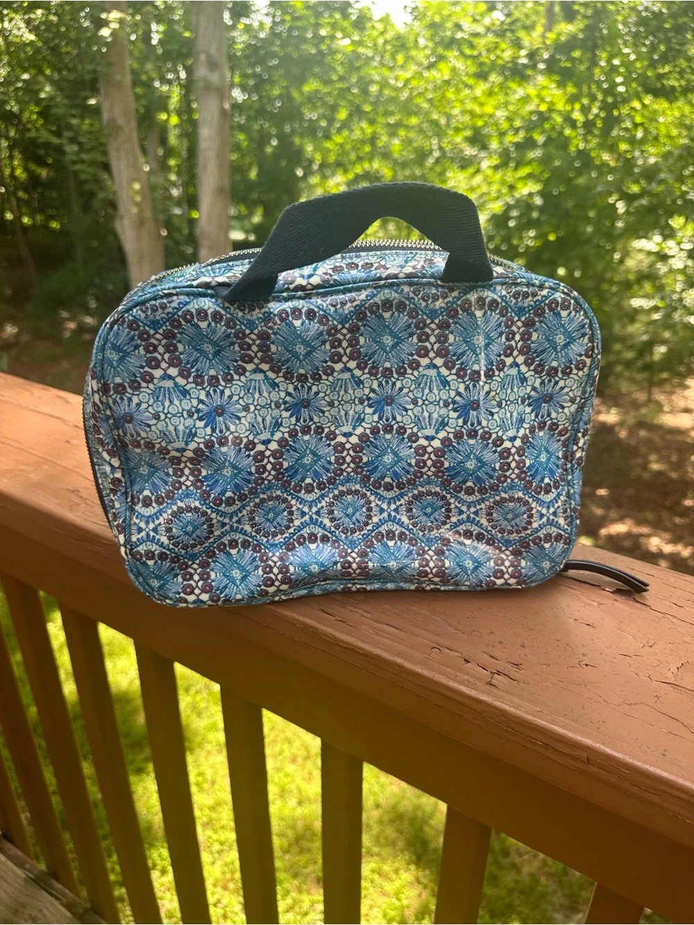 Tory Burch blue cosmetic bag